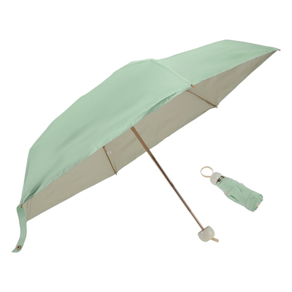 Unique Bargains 1 Pcs Compact Umbrella 5-Fold Umbrella Beige Light Green