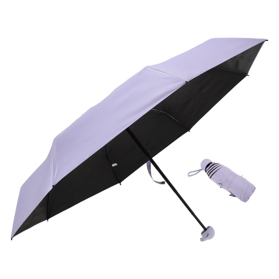 Unique Bargains 1 Pcs Compact Umbrella Thickened Black Vinyl Lavender Purple