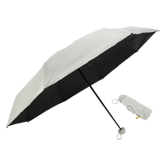 Unique Bargains 1 Pcs Compact Umbrella Thickened Black Vinyl Moonlight White