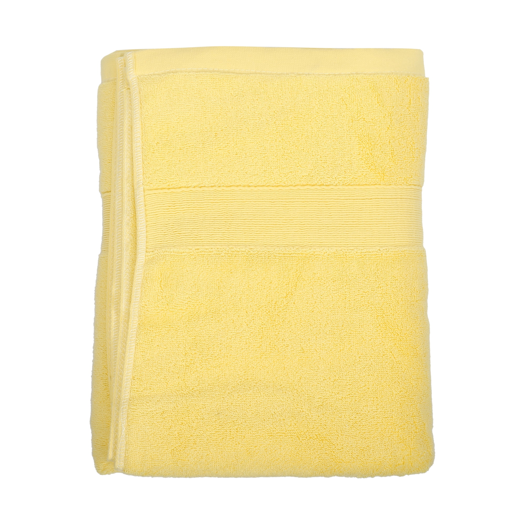 1pc Yellow Jacquard Letter Bath Towel Soft Absorbent Unisex Thick