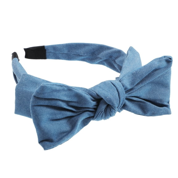 Unique Bargains 1 Pcs Double Bow Knot Headband Fashion Hairband for Women 1.34 Inch Wide Light Blue