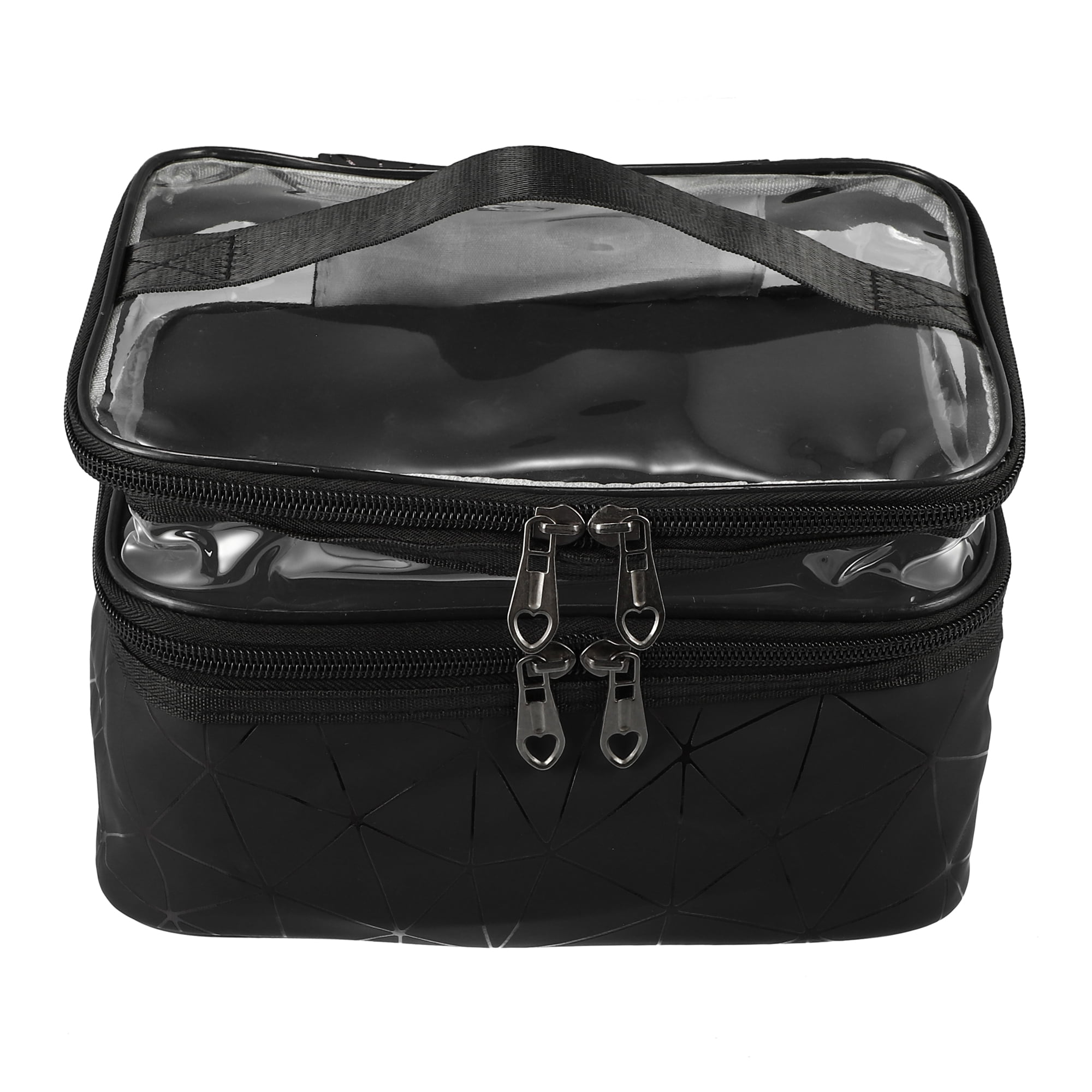 Unique Bargains 1 Pcs Double Layer Makeup Bag Cosmetic Travel Bag Case Make Up Organizer Bag