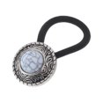 thumbnail image 1 of Unique Bargains Fashionable Button Hair Elastics for Women 1 Pc White Silver Tone Black, 1 of 5