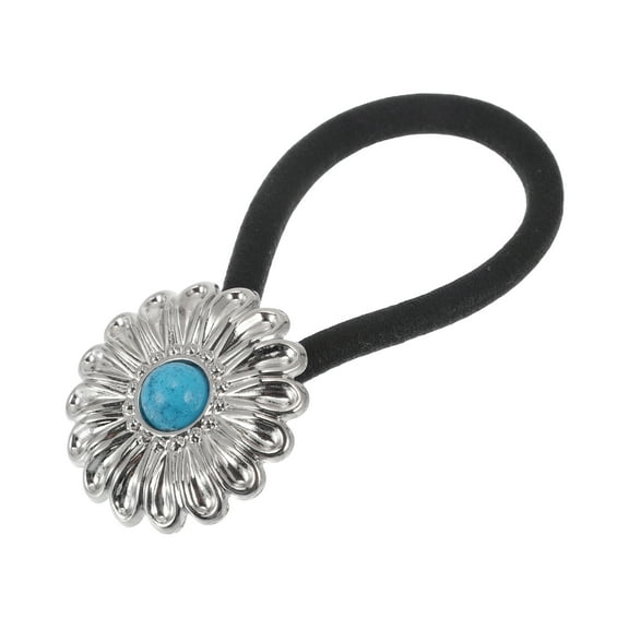 Unique Bargains Cute Button Hair Tie Hairdo Clip for Women 1 Pc Green Silver Tone Black