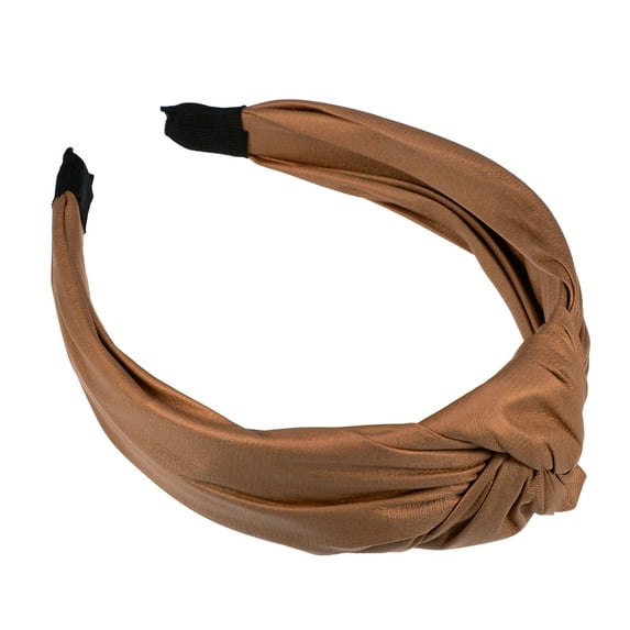 Unique Bargains 1 Pcs Hairband for Women Faux Leather Knotted Headband Khaki 1.57 Inch Wide