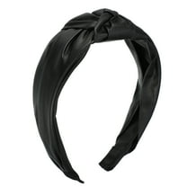 Unique Bargains 1 Pcs Faux Leather Knotted Headband Hairband for Women 1.57 Inch Black