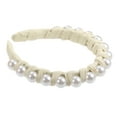 thumbnail image 1 of Unique Bargains 1 Pcs Faux Pearl Braided Tape Headband Fashion Hairband for Women 0.79 Inch Wide Beige, 1 of 7