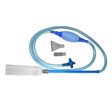 Unique Bargains 1 Pcs Fish Tank Cleaning Tool Python Aquarium Sand Gravel Cleaner with Flat Sucker Blue 102.4" Long