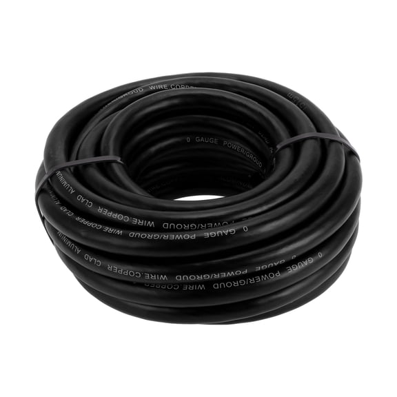 Unique Bargains 1 Pcs Ground Wire Fully Insulated& Soft Touch Jacket Power Wire 1/0 GAUGE 12V 25FT Black CCA