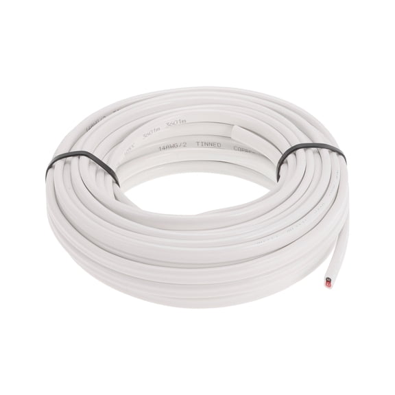 Unique Bargains 1 Pcs Ground Wire Fully Insulated& Soft Touch Jacket Power Wire 14AWG 50ft White OFC