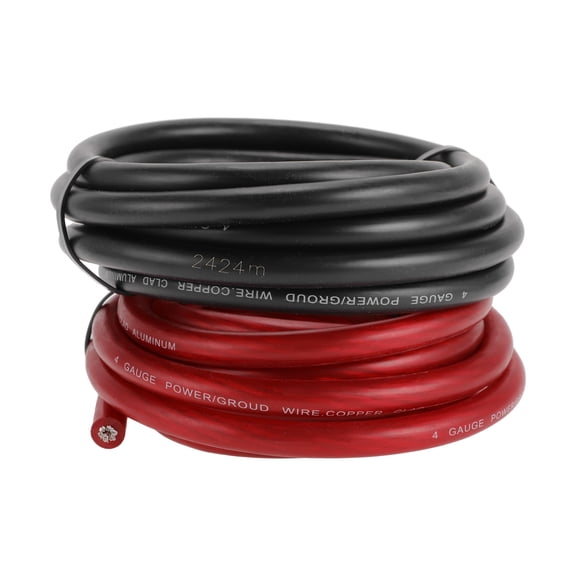 Unique Bargains 1 Pcs Ground Wire Fully Insulated& Soft Touch Jacket Power Wire 4 GAUGE 12V 10FT Black,Red CCA