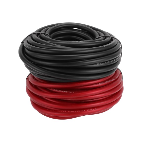Unique Bargains 1 Pcs Ground Wire Fully Insulated& Soft Touch Jacket Power Wire 8 GAUGE 12V 50FT Black,Red CCA