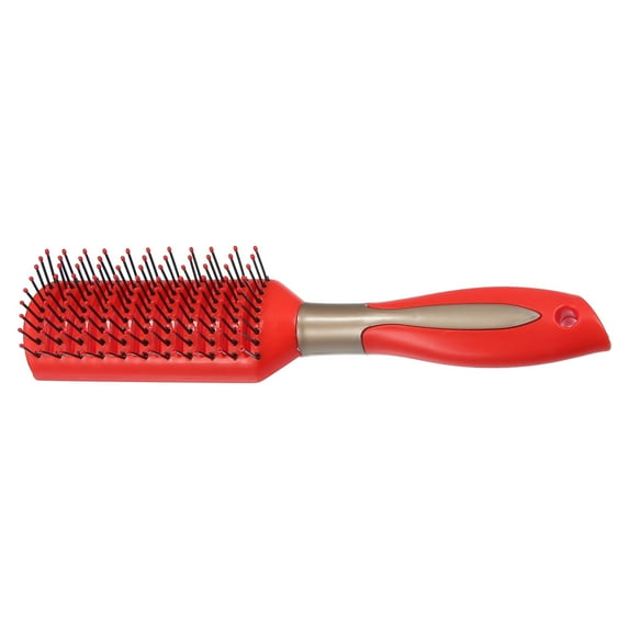 Unique Bargains 1 Pcs Hair Brush Detangling Brush for Women Men Hair Brush for Straight Curly Red Plastic