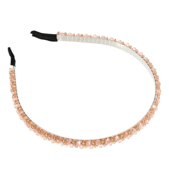 Unique Bargains 1 Pcs Hairband for Women 2 Rows Rhinestone Headband Pink 0.31 Inch Wide