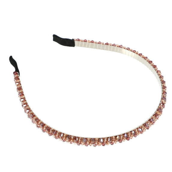 Unique Bargains 1 Pcs Hairband for Women 2 Rows Rhinestone Headband Purple 0.31 Inch Wide