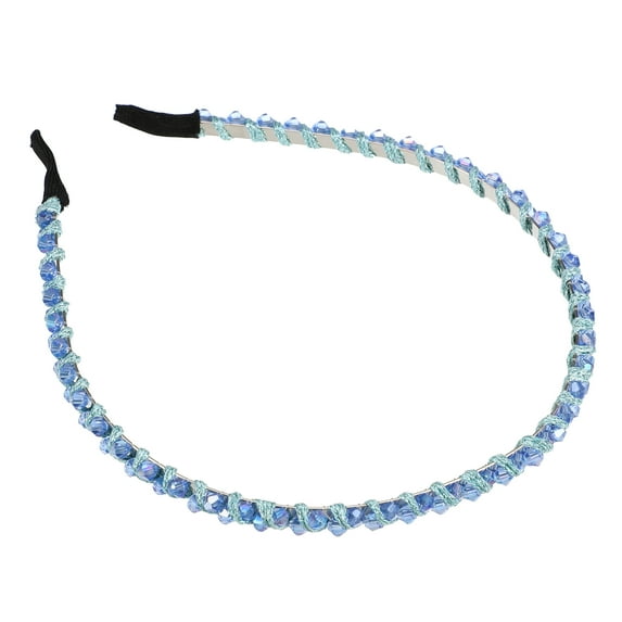 Unique Bargains 1 Pcs Hairband for Women Rhinestone Hair Hoop Headband Blue 0.24 Inch Wide