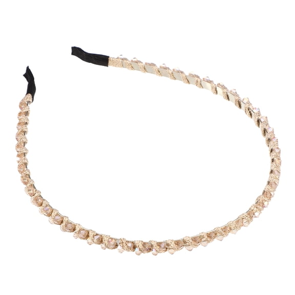 Unique Bargains 1 Pcs Hairband for Women Rhinestone Hair Hoop Headband Champagne 0.24 Inch Wide