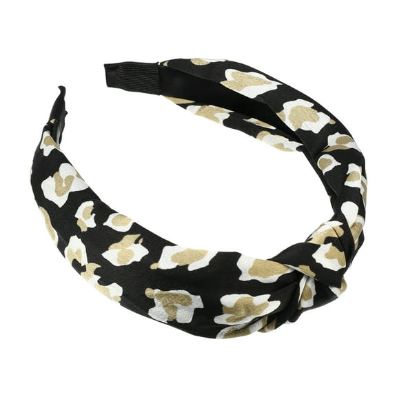 Unique Bargains 1 Pcs Leopard Pattern Knotted Headbands Women Hairband Hair Hoop Black