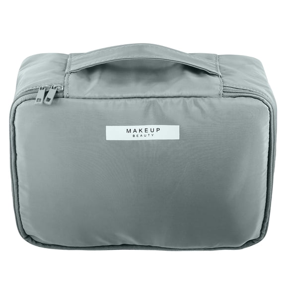 Unique Bargains 1 Pcs Makeup Bag Cosmetic Travel Bag Case Large Makeup Bag Make Up Brush Organizer Bag for Women Gray