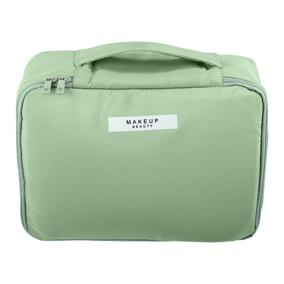 Unique Bargains 1 Pcs Makeup Bag Cosmetic Travel Bag Case Large Makeup Bag Make Up Brush Organizer Bag for Women Green