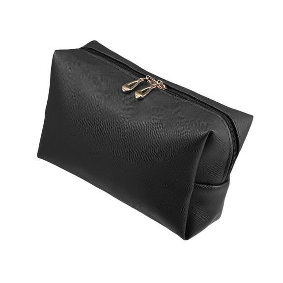 Unique Bargains Floral Makeup Bag Zipper Flower Cosmetic Pouch Black