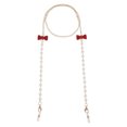 thumbnail image 1 of Unique Bargains 1 Pcs Mask Lanyard Eyeglasses Chain Bowknot Pearl Eyeglass Chain 27.56" Red Gold Tone, 1 of 5