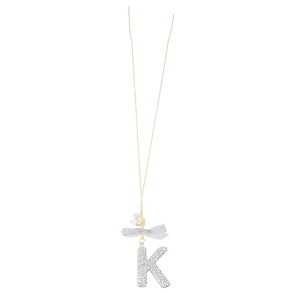 Unique Bargains 1 Pcs Metal Rhinestone Bowknot Diamond Letter K Car Rear View Mirror Pendant Accessories Car Hanging Ornament AB Color