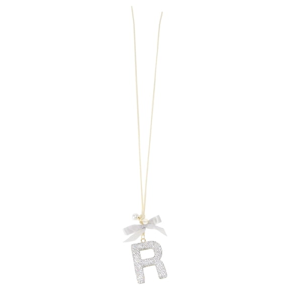 Unique Bargains 1 Pcs Metal Rhinestone Bowknot Diamond Letter R Car Rear View Mirror Pendant Accessories Car Hanging Ornament AB Color