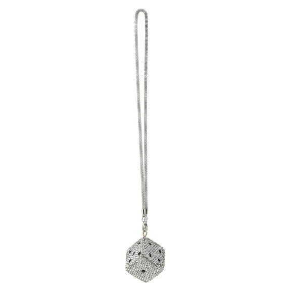 Unique Bargains 1 Pcs Metal Rhinestone Diamond Dice Car Rear View Mirror Pendant Accessories Car Hanging Ornament White