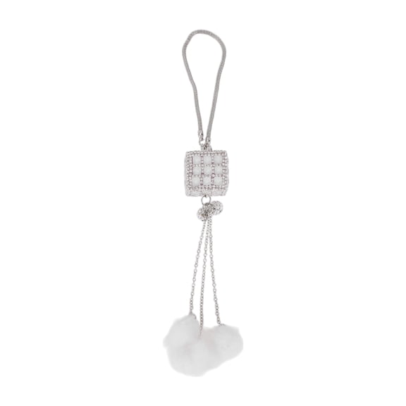 Unique Bargains 1 Pcs Metal,Rhinestone Magic Cube Diamond Car Rear View Mirror Pendant Accessories Car Hanging Ornament White
