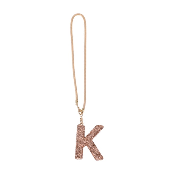 Unique Bargains 1 Pcs Metal/Rhinestones Letter K with Diamonds Car Rear View Mirror Pendant Accessories Car Hanging Ornament Champagne