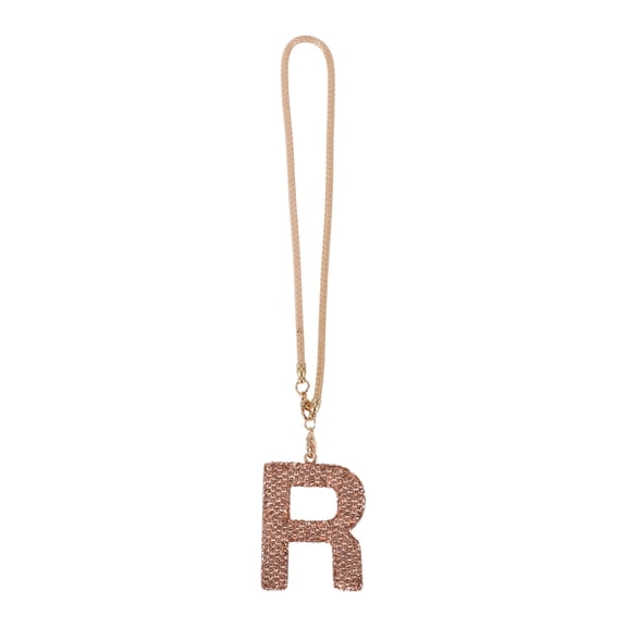 Unique Bargains 1 Pcs Metal/Rhinestones Letter R with Diamonds Car Rear View Mirror Pendant Accessories Car Hanging Ornament Champagne