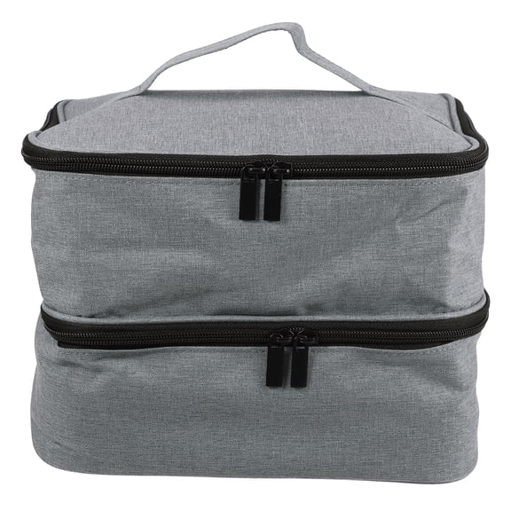 Unique Bargains 1 Pcs Nail Polish Carrying Case Double Layer Nail Polish Organizer Case for Nail Polish Nylon Gray