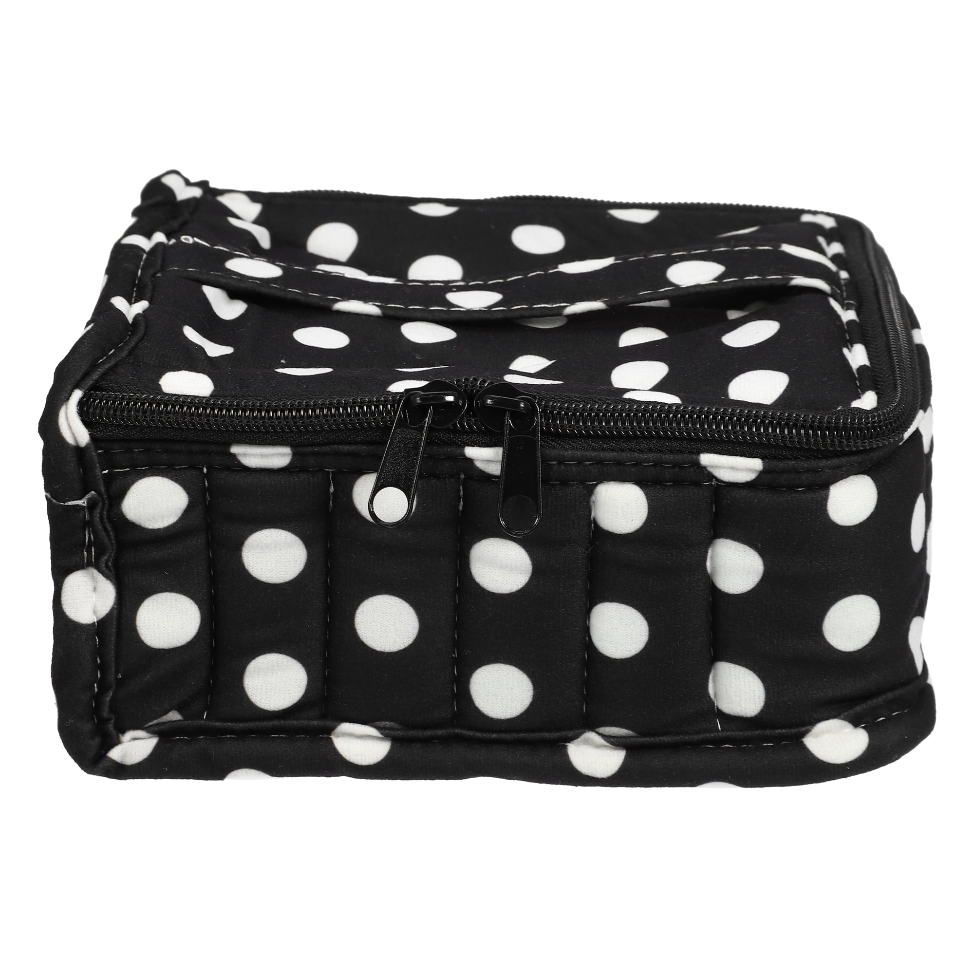 Polka Dot Black and White Nail Polish Organizer Case for 30 Bottles