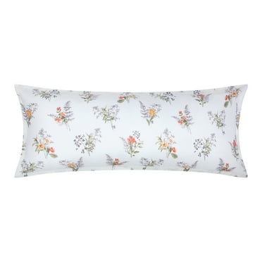 Unique Bargains 1 Pcs Pillowcase Breathable Soft Floral Pillow Cases White 20"x48"