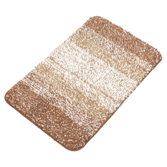 Unique Bargains 1 Pcs Polyester Bathroom Mat Non Slip Soft Bath Mats Rugs Machine Washable Gradient Brown 60x40cm
