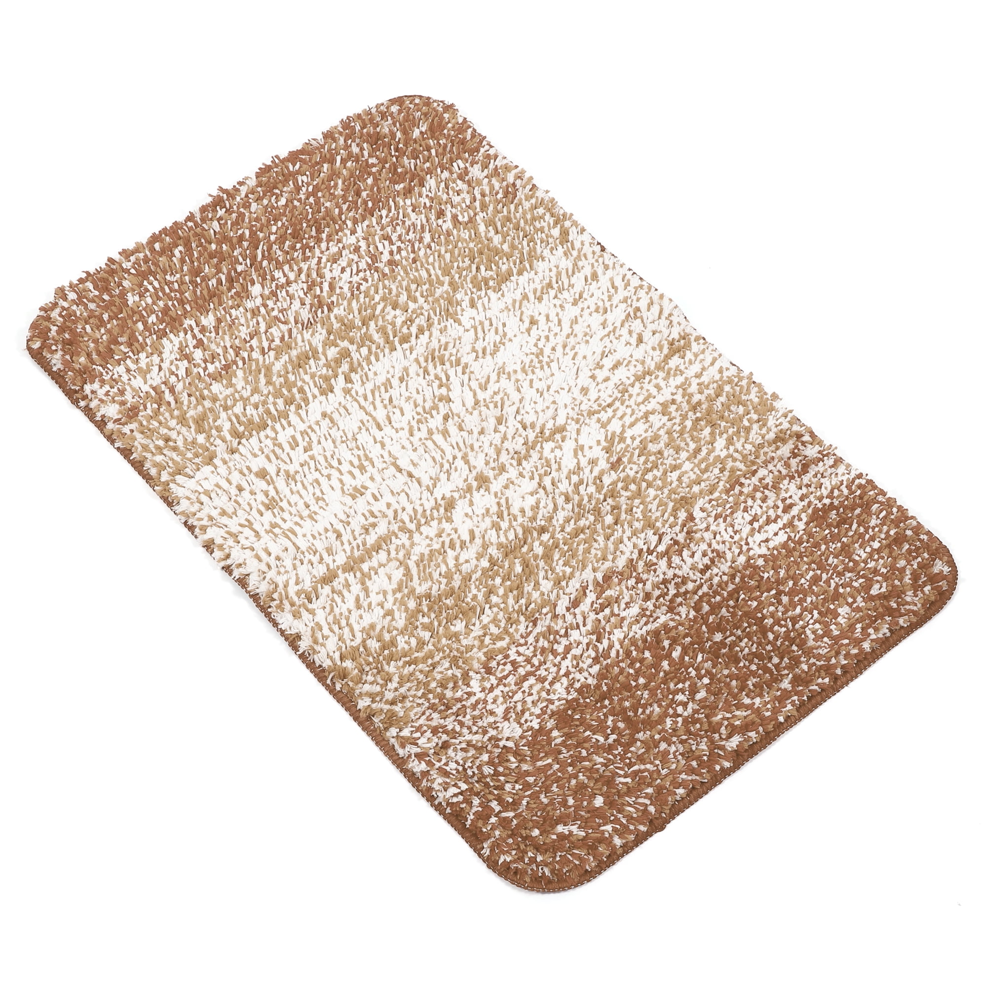 Unique Bargains Bathroom Rugs Polyester Bath Mat Machine Washable Beige Cobblestone Pattern 23.62x15.75