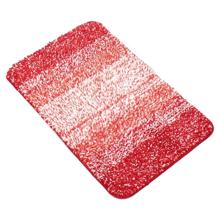 Unique Bargains 1 Pcs Polyester Bathroom Mat Non Slip Soft Bath Mats Rugs Machine Washable Gradient Red 80x50cm