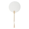thumbnail image 1 of Unique Bargains 1 Pcs Portable Double-Sided Long Handle Round Xuan Paper Folding Fan Xuan Paper Bamboo White [Double-Sided Long Handle Round Xuan Paper Round], 1 of 5