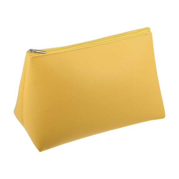 Unique Bargains 1 Pcs Portable Makeup Bag Toiletry Bag Cosmetic Organizer for Travel Storage Bag PVC Leather Yellow