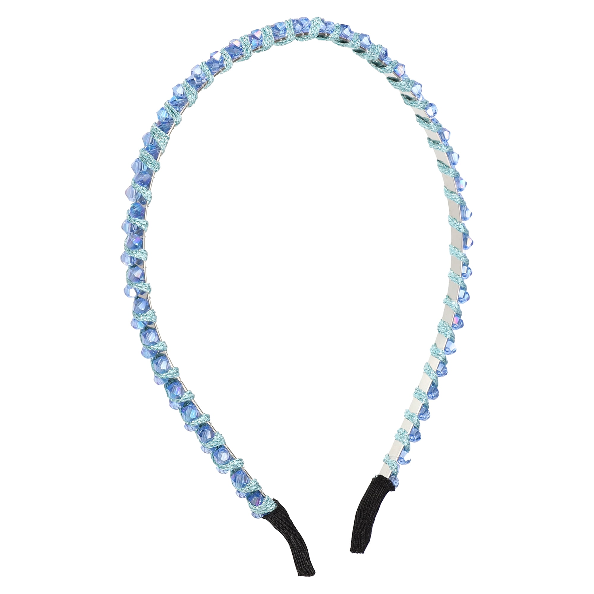 Unique Bargains 1 Pcs Rhinestone Hair Hoop Headband Hairband for Women 0.24 Inch Wide Blue