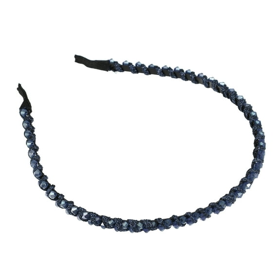 Unique Bargains 1 Pcs Hairband for Women Rhinestone Hair Hoop Headband Navy Blue 0.24 Inch Wide