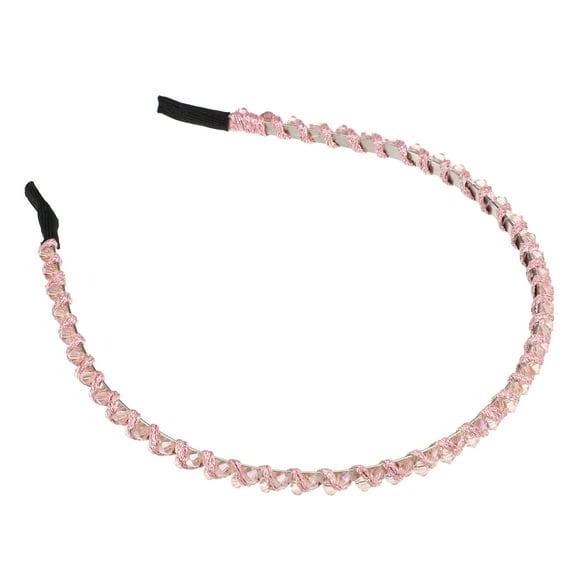 Unique Bargains 1 Pcs Hairband for Women Rhinestone Hair Hoop Headband Pink 0.24 Inch Wide