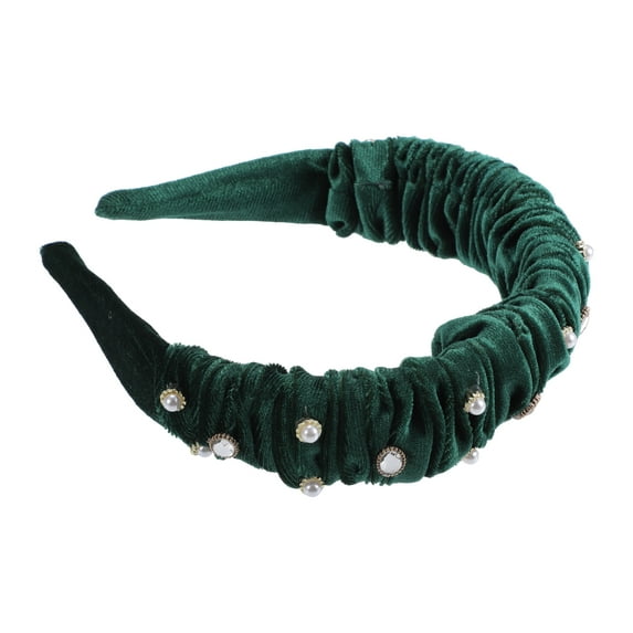 Unique Bargains 1 Pcs Rhinestone Headband Faux Crystal Headbands Hair Accessories for Women Green 1.57 Inch Wide