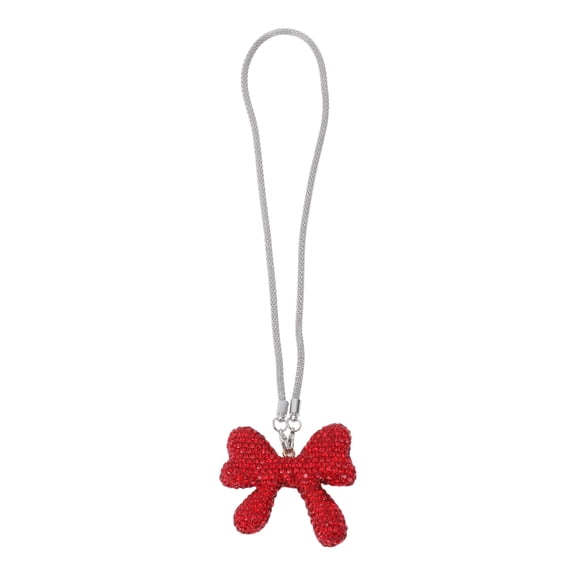 1 Pcs Rhinestones Bow inlaid with Rhinestones Car Rear View Mirror Pendant Accessories Car Hanging Ornament Red