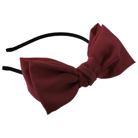 Unique Bargains 1 Pcs Satin Bow Knot Headband Fashion Hairband for Women 0.31 Inch Wide Wine Red