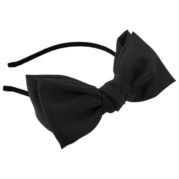 Unique Bargains 1 Pcs Satin Bow Knot Headband Fashion Hairband for Women Black 0.31 Inch Wide