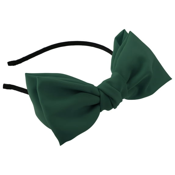 Unique Bargains 1 Pcs Satin Bow Knot Headband Fashion Hairband for Women Green 0.31 Inch Wide
