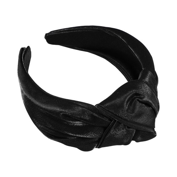 Unique Bargains 1 Pcs Shiny Knotted Wide Head Bands for Women Hairband Hair Hoop Hair Accessories Black