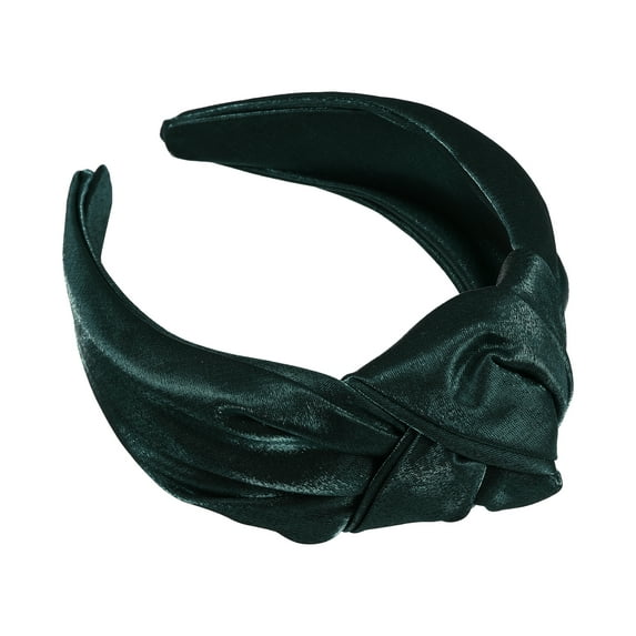 Unique Bargains 1 Pcs Shiny Knotted Wide Head Bands for Women Hairband Hair Hoop Hair Accessories Dark Green